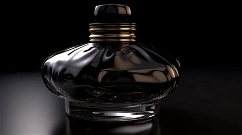 Glass Perfume Bottle On A Black Surface Background 3d Realistic Black