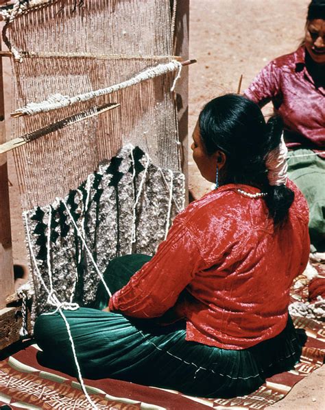 Navajo Indian Woman Weaving Rug Photograph by Vintage Images