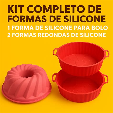 Precisa Untar Forma De Silicone Para Fazer Bolo - kit com 1 forma de silicone para bolo + 2 formas redondas para ...