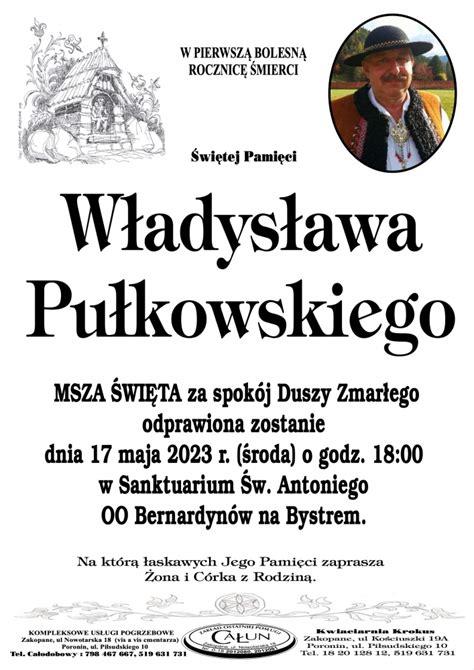 Władysław Pułkowski Nekrologi podhale24 pl