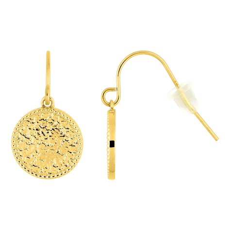 Boucles doreilles Fashion Steel Crochet Pendantes Acier Doré Rond