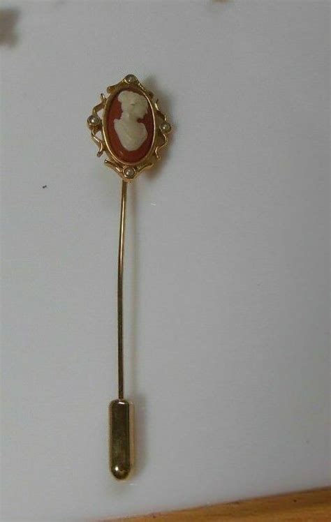 1970s Avon Cameo Stick Hat Pin Gem