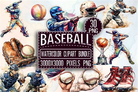 Baseball Watercolor Clipart Bundle Graphic By Clipart Live Creative