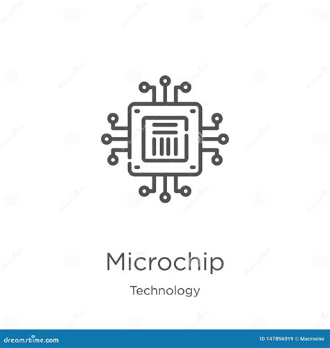 Vector Del Icono Del Microchip De La Colecci N De La Tecnolog A L Nea