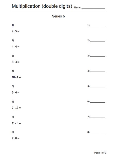 Multiplication Worksheet Series 6 Geek Slop Online