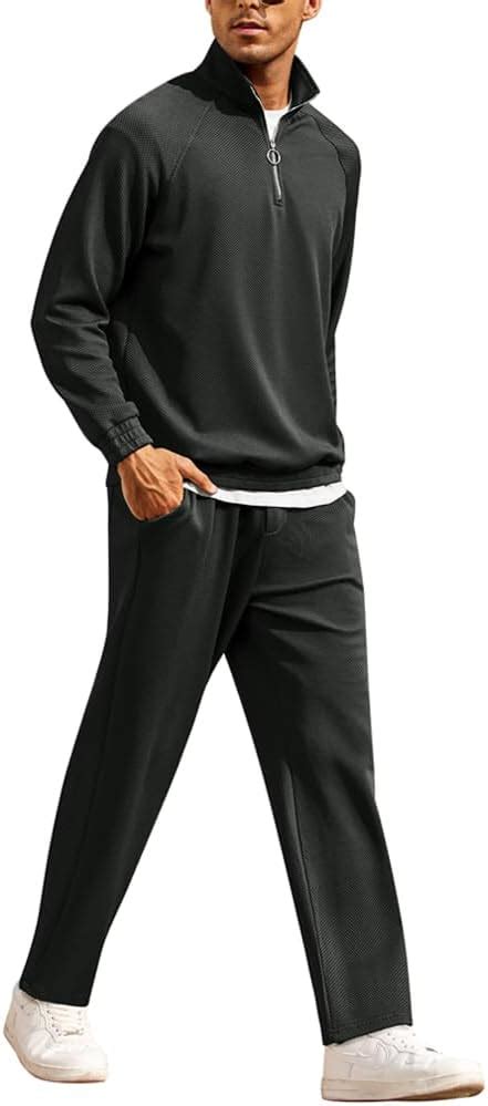 Coofandy Men S Tracksuit 2 Piece Relaxed Fit Half Zip Sweatsuits Athletic Running Jogging Suit