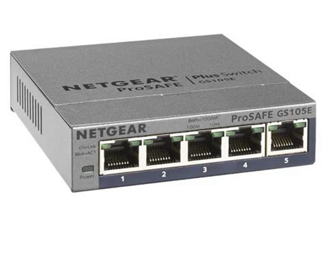 NETGEAR 5 Port Gigabit Ethernet Smart Managed Plus Switch GS105Ev2