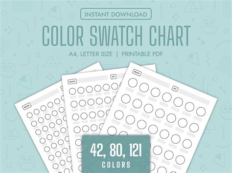 Color Swatch Chart Blank Color Chart Printable Color Swatch Template Page Color Swatch Chart Set