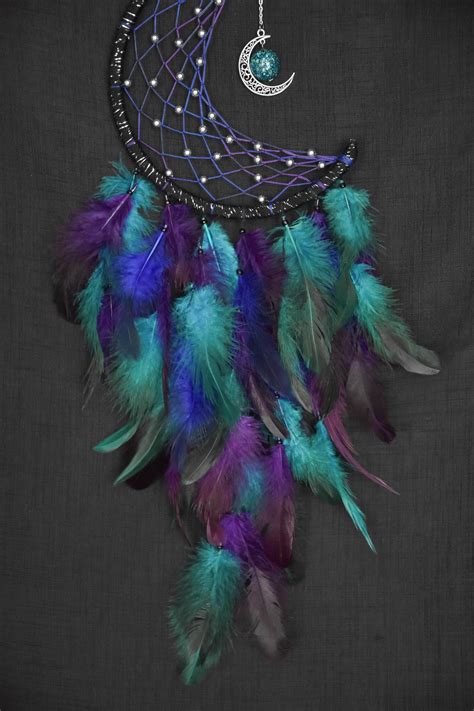 Half Moon Dream Catcher Galaxy Dream Catchers Moon Etsy