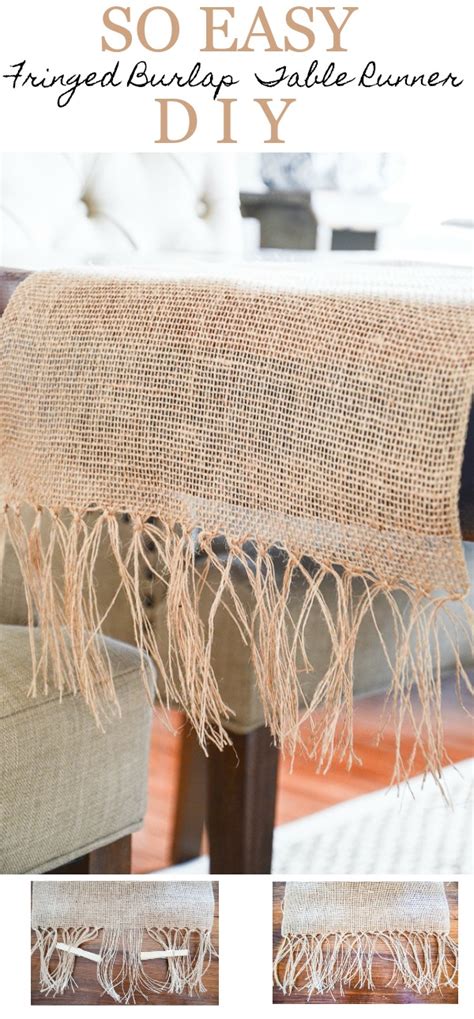 Easy Fringed Burlap Table Runner Diy Stonegable