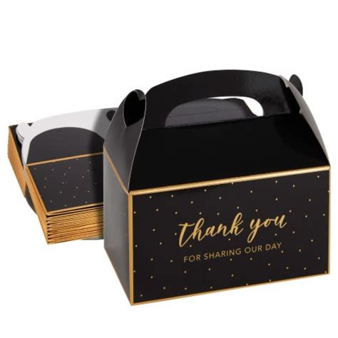 Black And Gold Thank You Party Favor Gable Boxes For Wedding Birthday