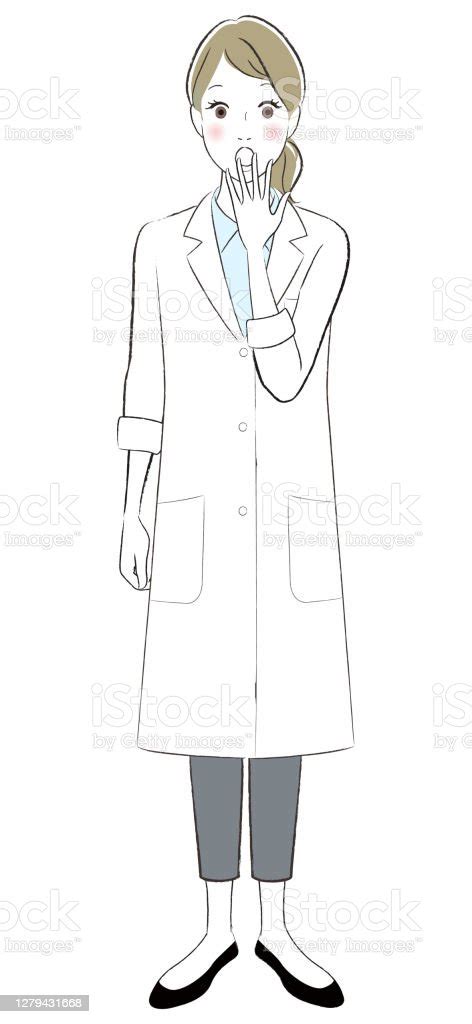 A Woman Doctor Wearing A Lab Coat Surprised Stock Illustration