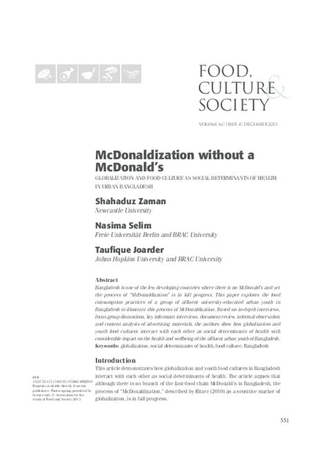 (PDF) McDonaldization without a McDonald's GLOBALIZATION AND FOOD ...