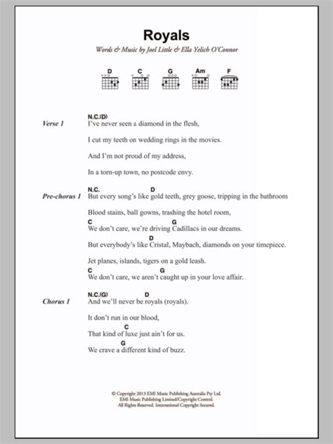 Royals by Lorde - Guitar Chords/Lyrics - Guitar Instructor