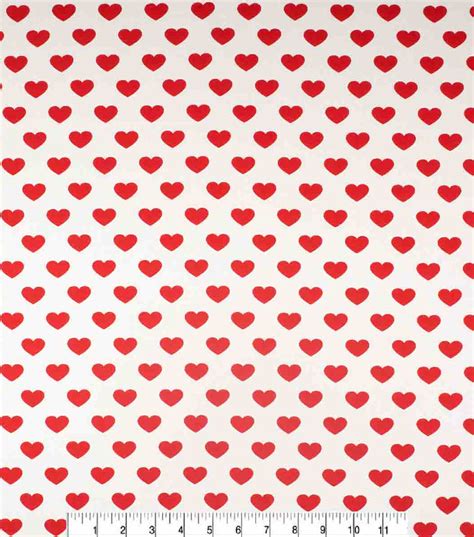 Valentines Day Cotton Fabric Big Red Hearts On White Joann