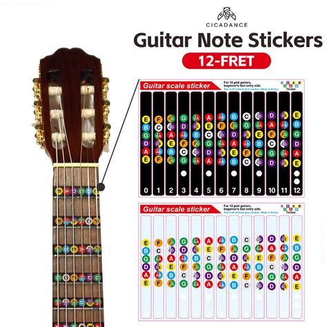 12 Fret Guitar Fretboard Sticker PET Material Note Sticker Practice