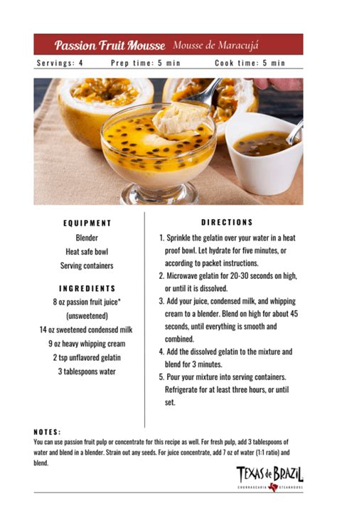 Brazilian Dessert Recipe Passion Fruit Mousse Texas De Brazil