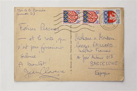 LAMBERT Carte postale autographe signée adressée à Georges Raillard