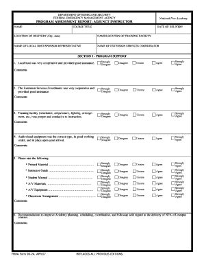 Fillable Online Fema Program Assessment Report Adjunct Instructor