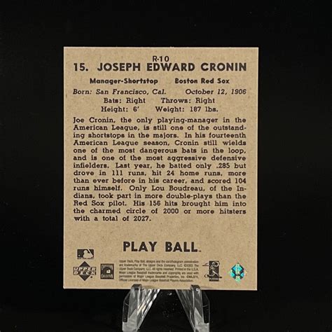 Joe Cronin Upper Deck Play Ball Reprints Red Sox Baseball