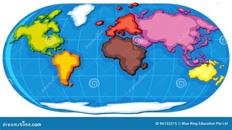 Seven Continents World Map Cartoon Vector | CartoonDealer.com #73323703