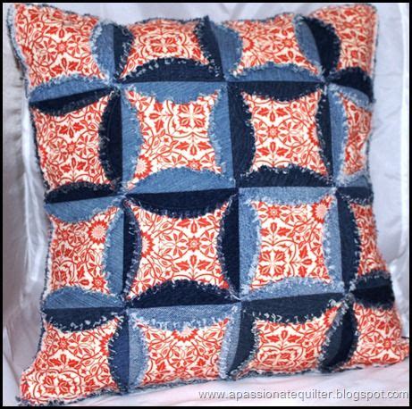 A Passionate Quilter Denim Circle Pillow Tutorial Part Rag Quilt