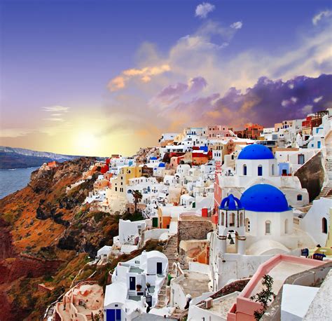 Santorini is an island remaining after a volcanic eruption with a ...