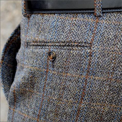 Harris Tweed Brown Blue Herringbone Trousers Cwmenswear