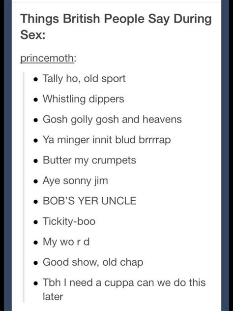 Things British People Say During Sex Tumblr