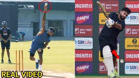 Hardik Pandya Bowling To Rishabh Pant During Practice At NCA Bengaluru