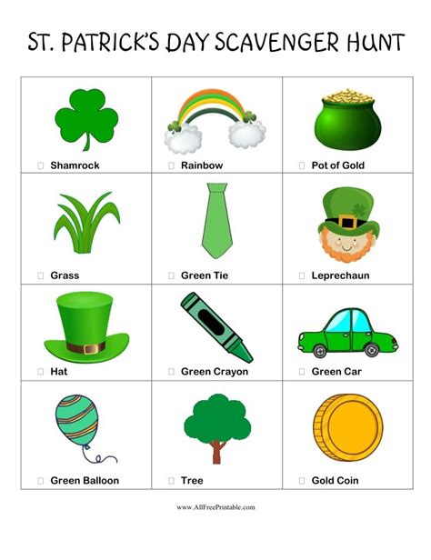 St Patricks Day Scavenger Hunt Free Printable