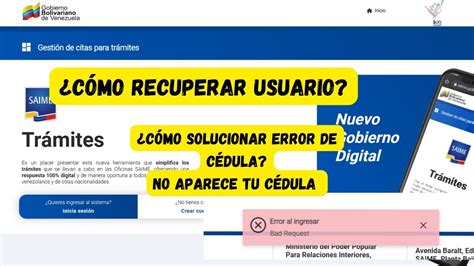 Cómo Recuperar contraseña Saime Solución para error al ingresar Cédula