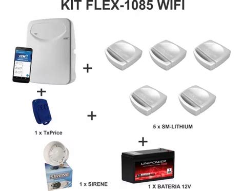 Kit Central De Alarme Flex Lite Wifi Sensores S Fio