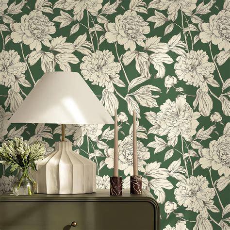 Simon Siff Floral Linear Wallpaper Black White Peel And Stick