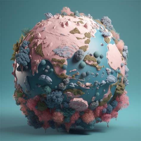 Premium AI Image 3d Render Of A Cute Detailed Planet Miniature Earth