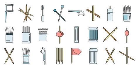 Premium Vector Toothpick Icons Set Vector Color