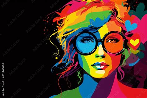 vibrant pop art piece that combines the rainbow flag of the LGBTQ+ ...