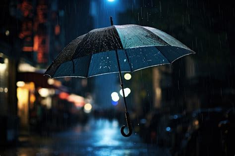 Rain Falling On Umbrella