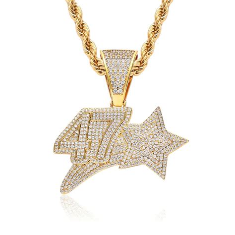 Hip Hop Full AAA CZ Zircon Paved Bling Iced Out 47 Star Pendants