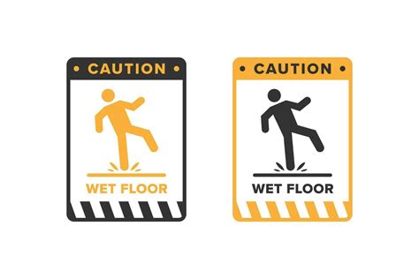 Wet Floor Icon Vector Design Signboard Caution Icon Wet Or Slippery