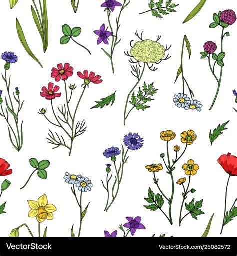 Wild Flower Floral Pattern Watercolor Floral Pattern Delicate Flower