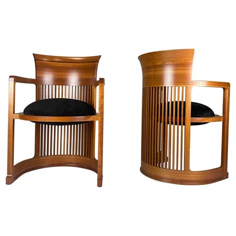 Set Of Two Cassina No 606 Taliesin Barrel Chairs By Frank Lloyd Wright