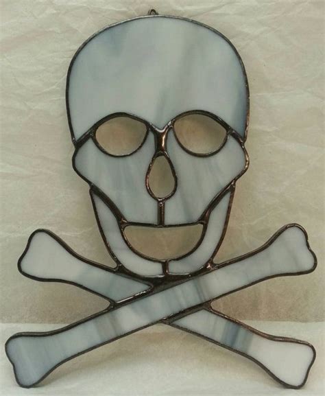 Stained Glass Skull And Crossbones Etsy Faux Stained Glass Stained Glass Ornaments Stained Glass