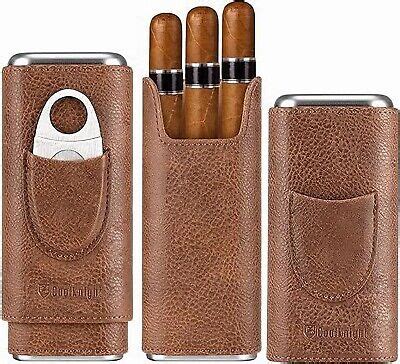 Cool Knight Leather Cigar Case Cedar Wood Lining Travel Humidors For