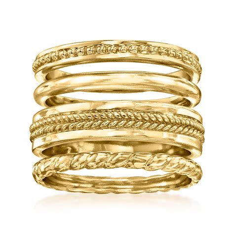 Ross-Simons 18kt Gold Over Sterling Jewelry Set: 4 Stackable Rings for ...