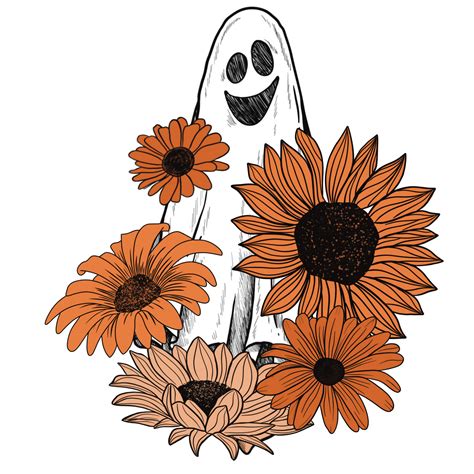 Ghost With Flowers Halloween Design Transfer Southern Dream Ga