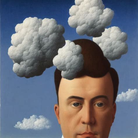 Portrait Of A Man Whos Head Is Made Of Clouds By Rene Stable