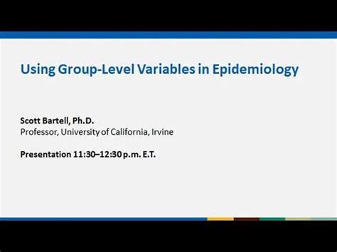 Eh Nexus Webinar August Dr Scott Bartell Videos Cdc