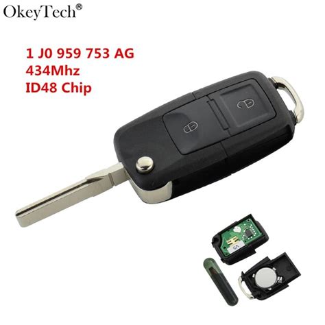 Okeytech 2 Button Remote Key Flip Folding 434Mhz ID48 Transponder Chip