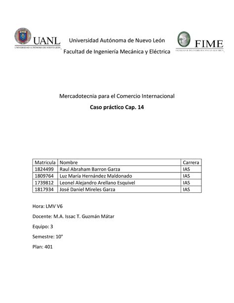 Caso Practico Fisica Universidad Aut Noma De Nuevo Le N Facultad